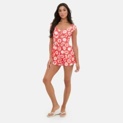 Printed Tie Front Playsuit