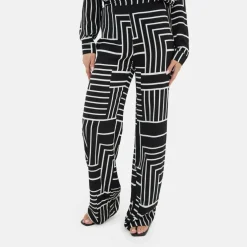 Printed Wide Leg Crepe Trouser
