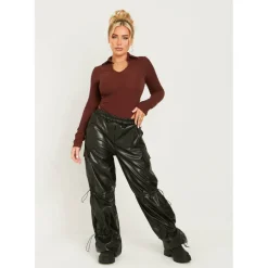 PU Toggle Cargo Trousers
