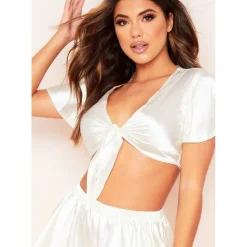 Pyjama Satin Tie Crop Top