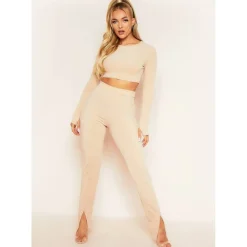 Ribbed Split Front Leggings