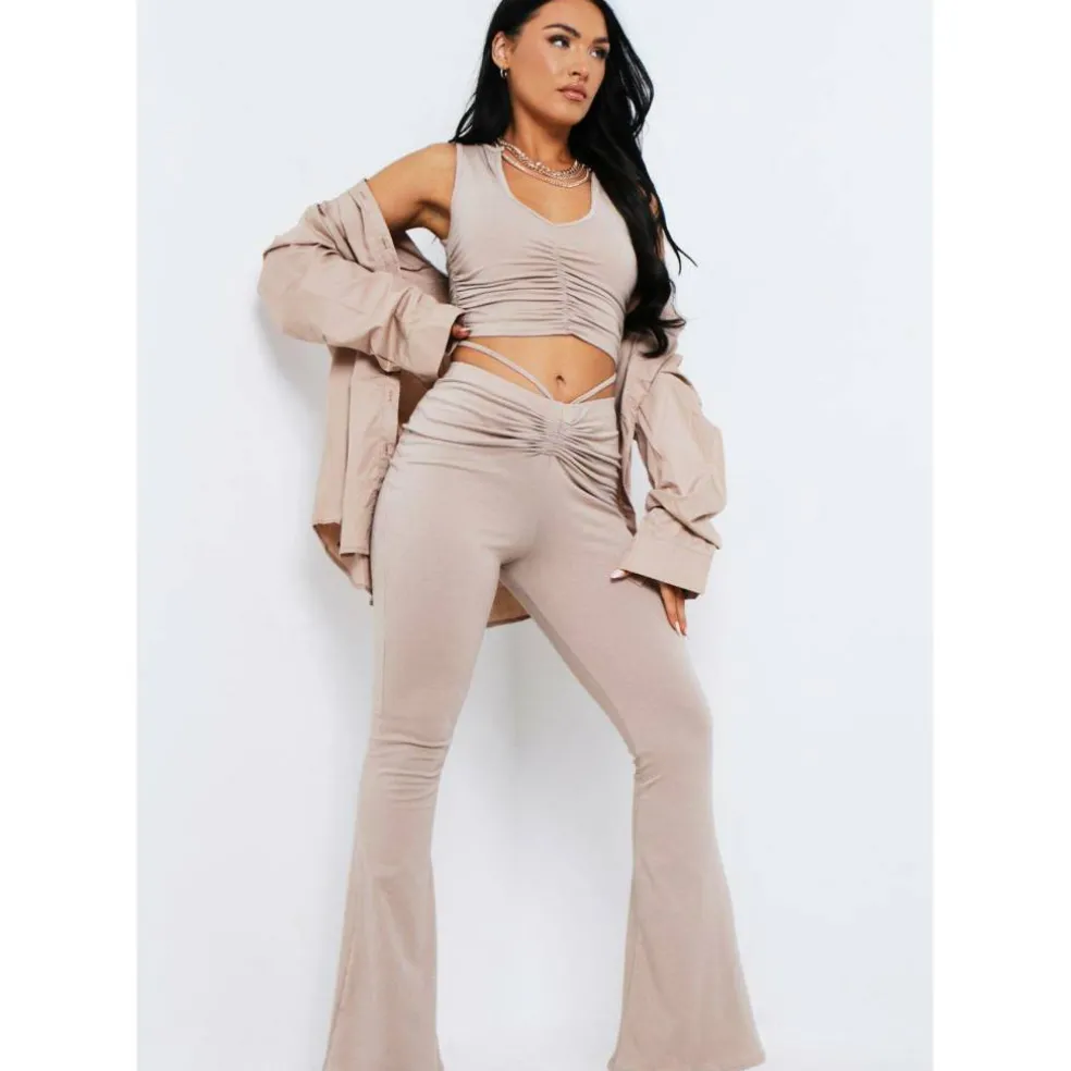 Ruched Front Flared Trousers