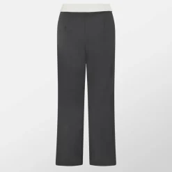 Satin Fold Over Waist Wide Leg Trousers