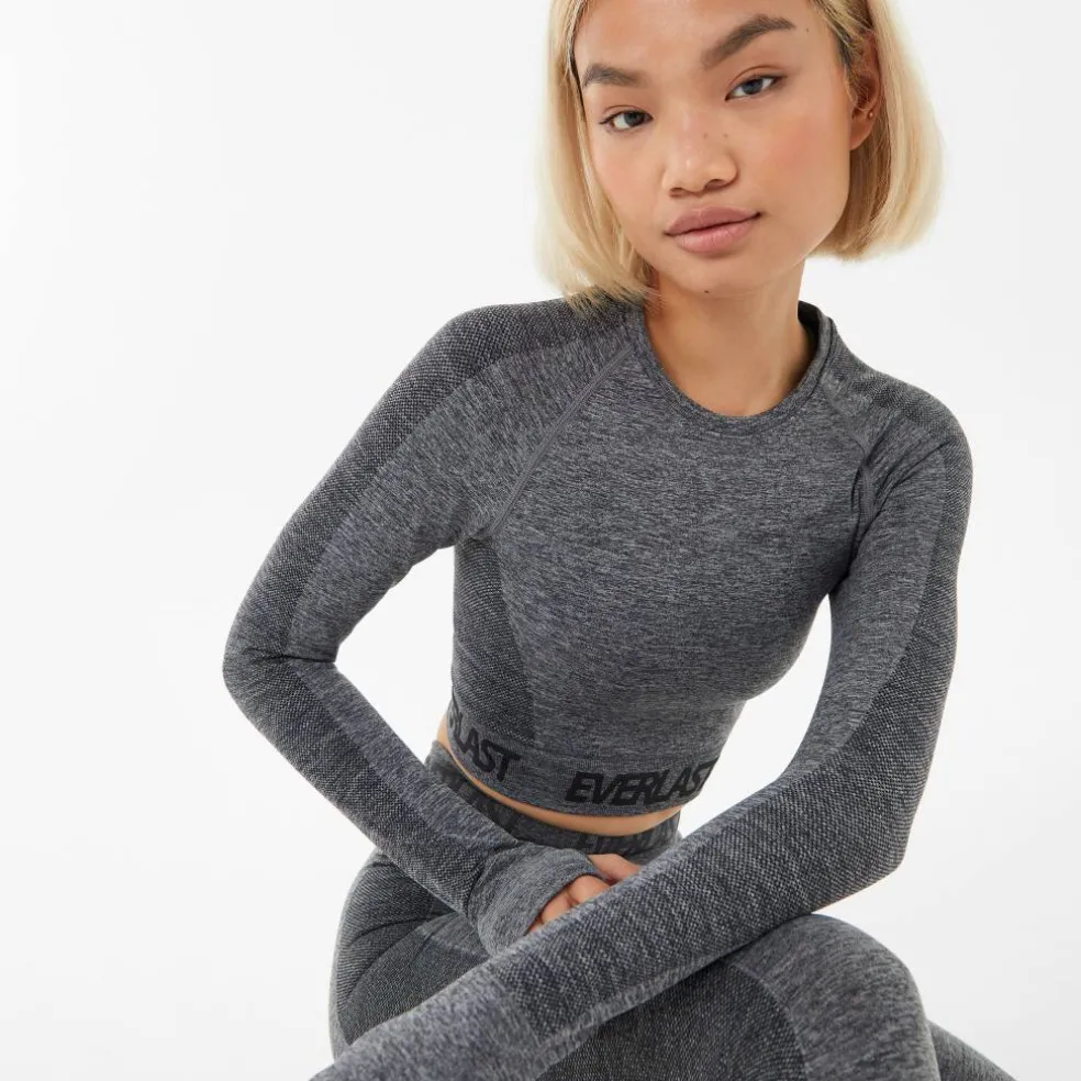 Seamless Long Sleeve Crop Top Womens
