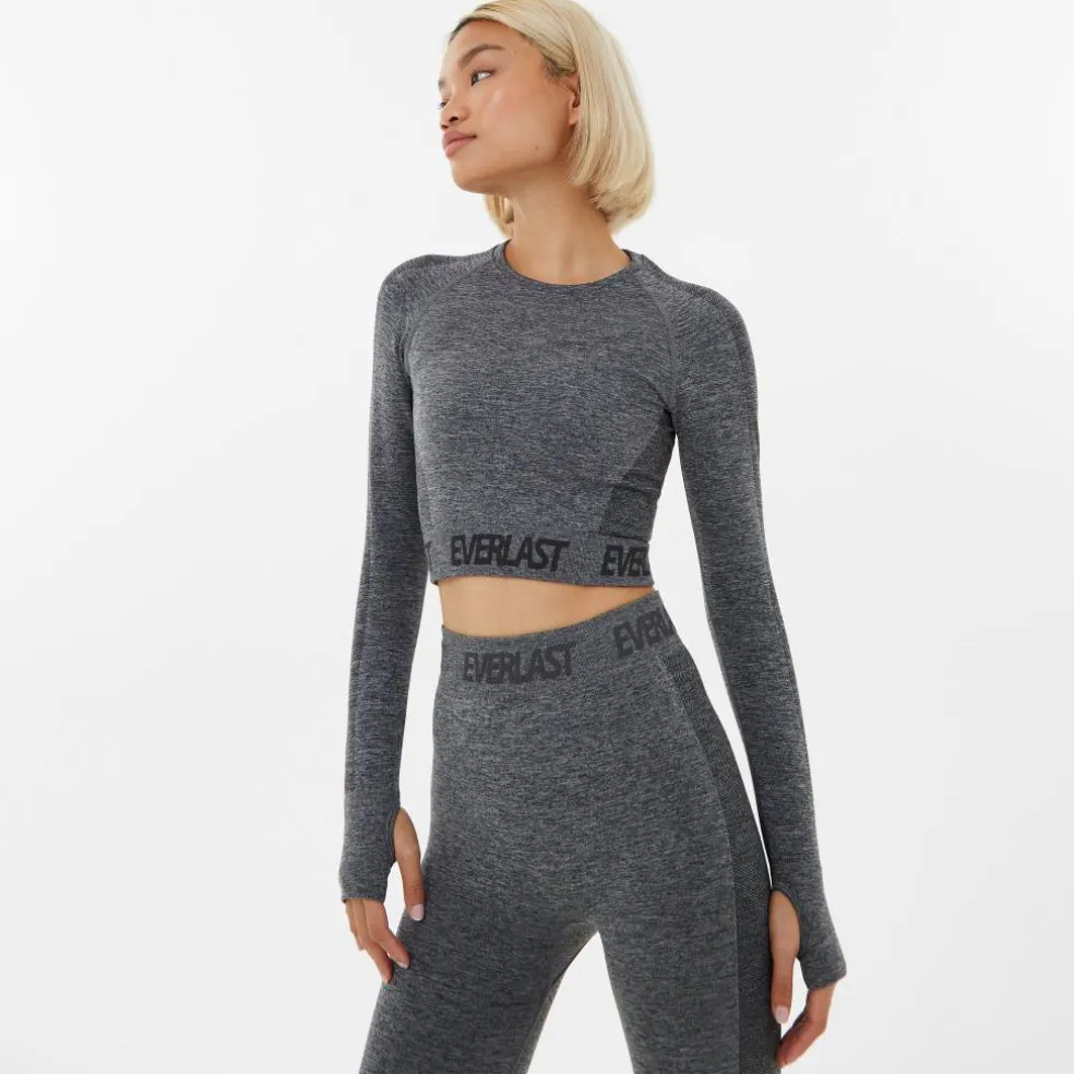 Seamless Long Sleeve Crop Top Womens