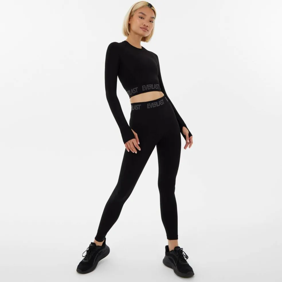 Seamless Long Sleeve Crop Top Womens