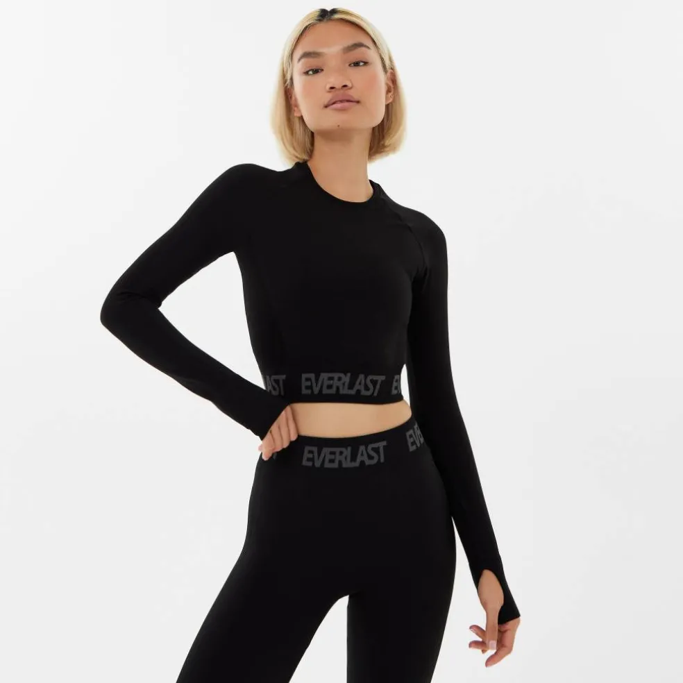 Seamless Long Sleeve Crop Top Womens