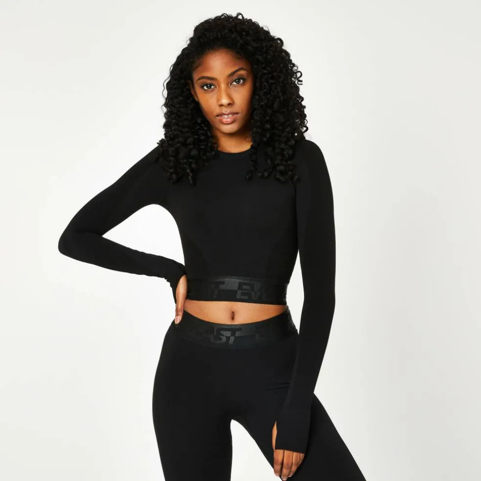 Seamless Long Sleeve Crop Top Womens