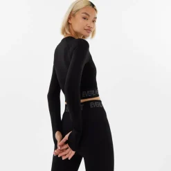 Seamless Long Sleeve Crop Top Womens