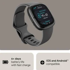 Sense 2 Health and Fitness Smartwatch with built-in GPS advanced health features up to 6 days batt