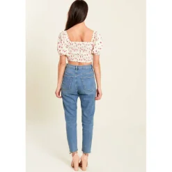 Shirred Crop Top Womens