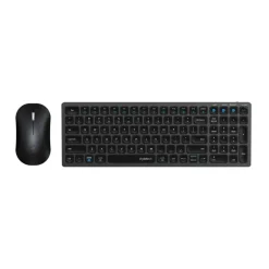 Silent Multi-Mode Bluetooth Wireless Mouse and Keyboard Bundle for PC & Mac - Black