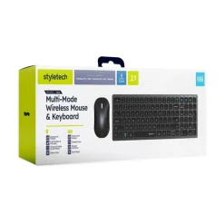 Silent Multi-Mode Bluetooth Wireless Mouse and Keyboard Bundle for PC & Mac - Black