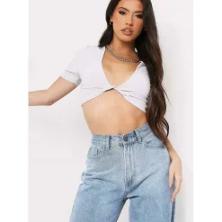 Slinky Twist Front Crop Top
