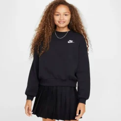 Sportswear Club Fleece Big Kids' (Girls') Boxy Crewneck Sweatshirt