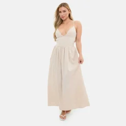 Strappy Linen Blend Maxi Dress