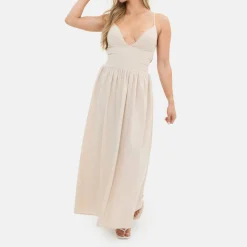 Strappy Linen Blend Maxi Dress