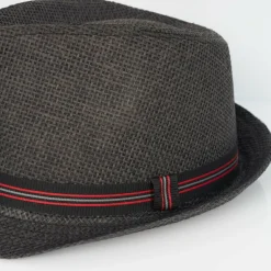 Straw Trilby Hat with Contrast Tape Detail