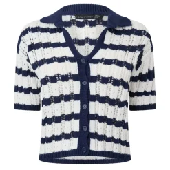 Striped Crochet Button Top