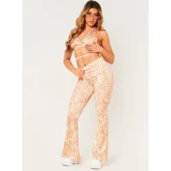 Swirl Print Flared Trousers