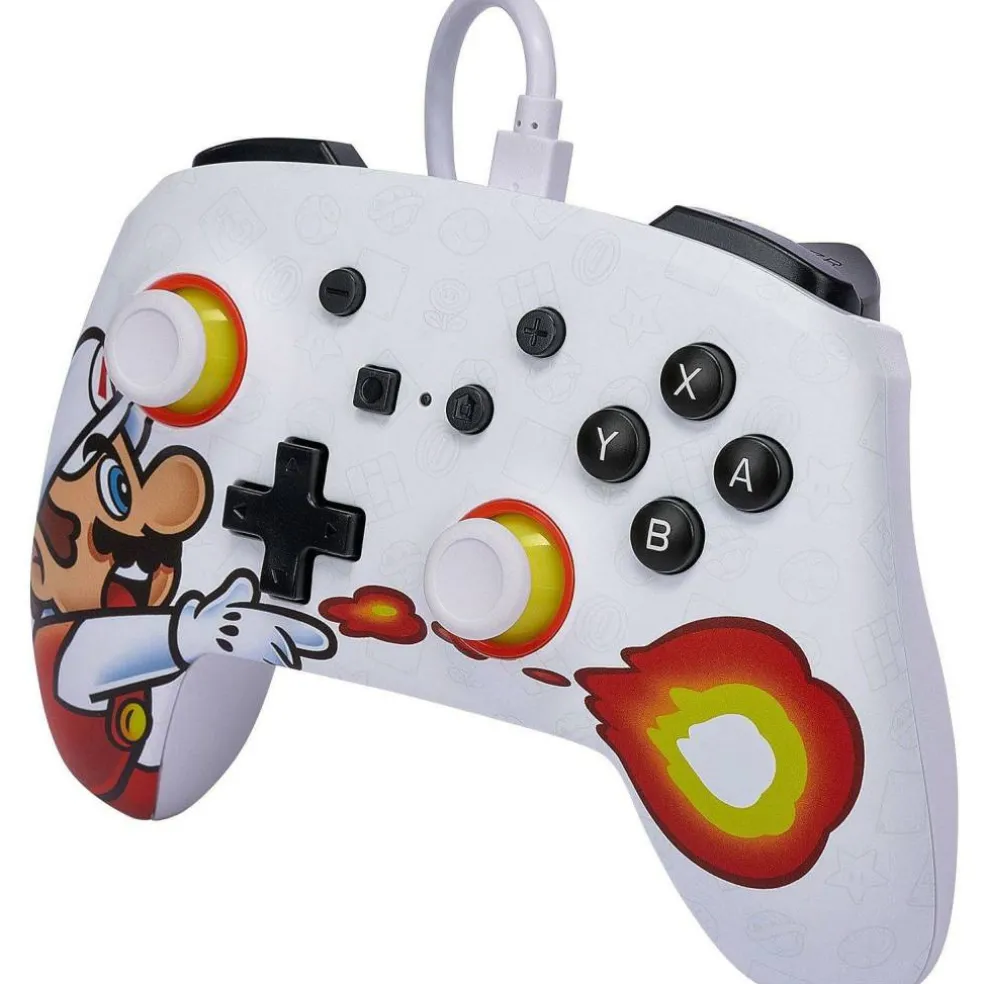 Switch Enhanced Wired Controller - Fireball Mario