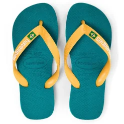 Unisex Kids' Brasil Logo Vibe Green Flip Flops