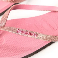 Unisex Kids Glitter Velvet Rose Flip Flops