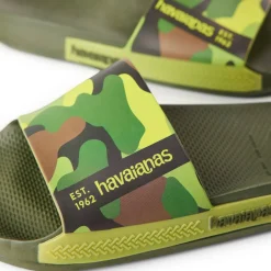 Unisex Kids' Slide Print Green Flip Flops