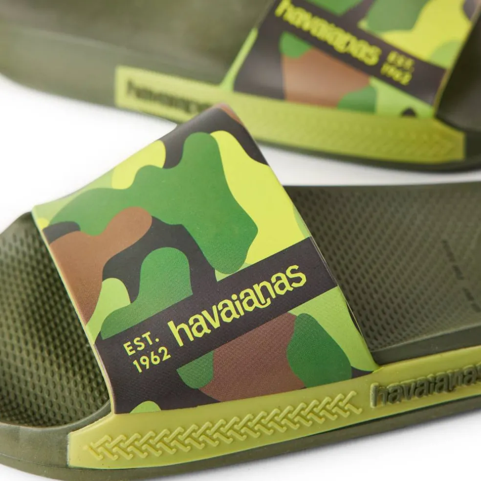 Unisex Kids' Slide Print Green Flip Flops