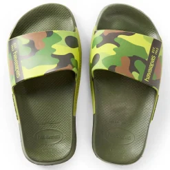 Unisex Kids' Slide Print Green Flip Flops