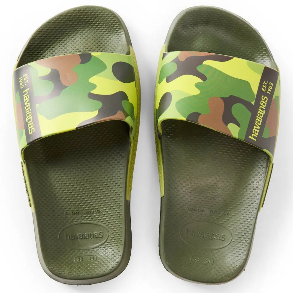 Unisex Kids' Slide Print Green Flip Flops