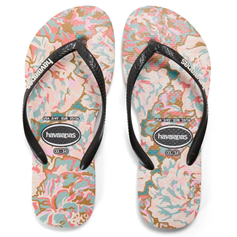 Unisex Kids' Slim Animals Glitter Black Flip Flops