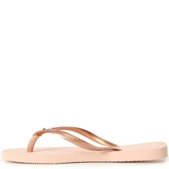 Unisex Kids' Slim Crystal Ballet Rose Flip Flops