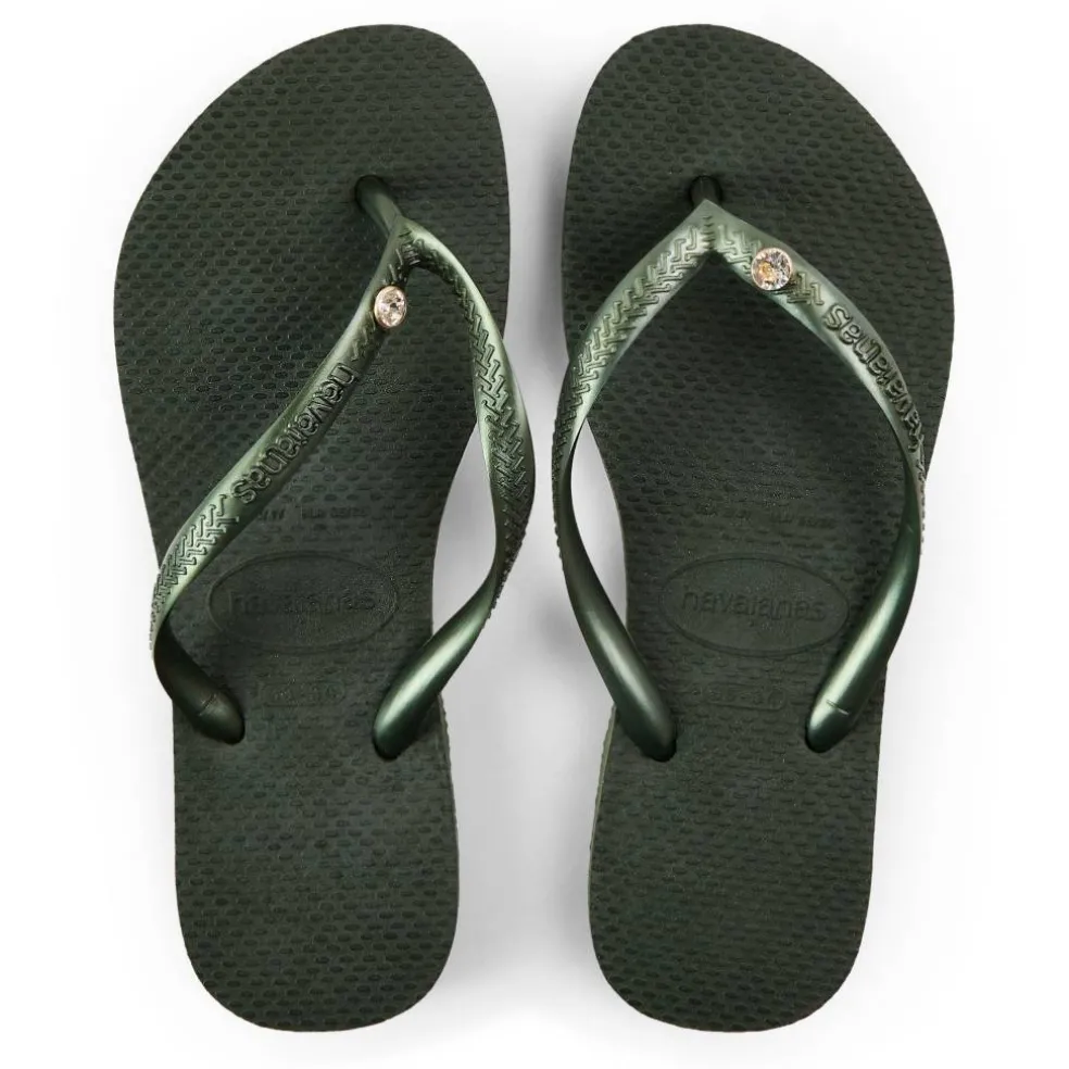 Unisex Kids' Slim Crystal Flip Flops