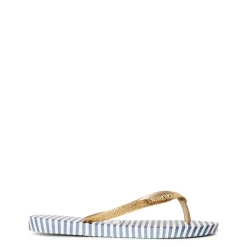 Unisex Kids' Slim Glitter Stripes White Flip Flops