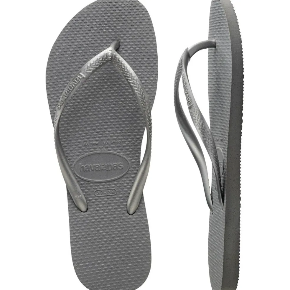 Unisex Kids Slim Steel Grey Flip Flops