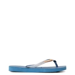 Unisex Kids Square Glitter Indigo Blue Flip Flops