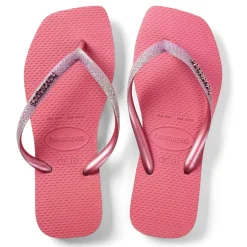 Unisex Kids Square Glitter Velvet Rose Flip Flops
