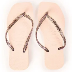 Unisex Kids' Square Logo Metallic Flip Flops