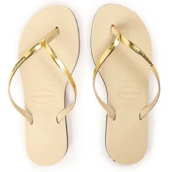 Unisex Kids You Metallic Golden Sand Metal Flip Flops
