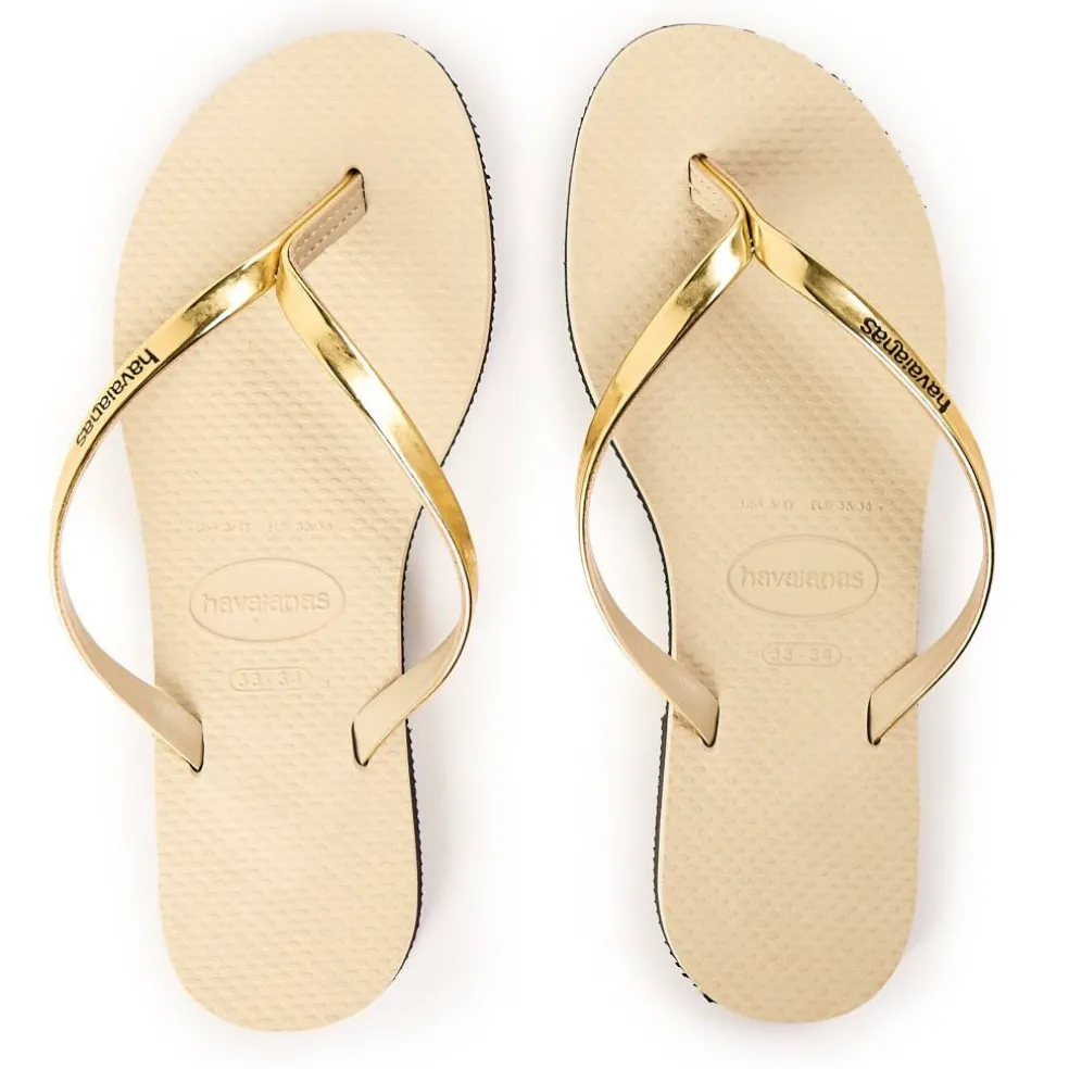 Unisex Kids You Metallic Golden Sand Metal Flip Flops