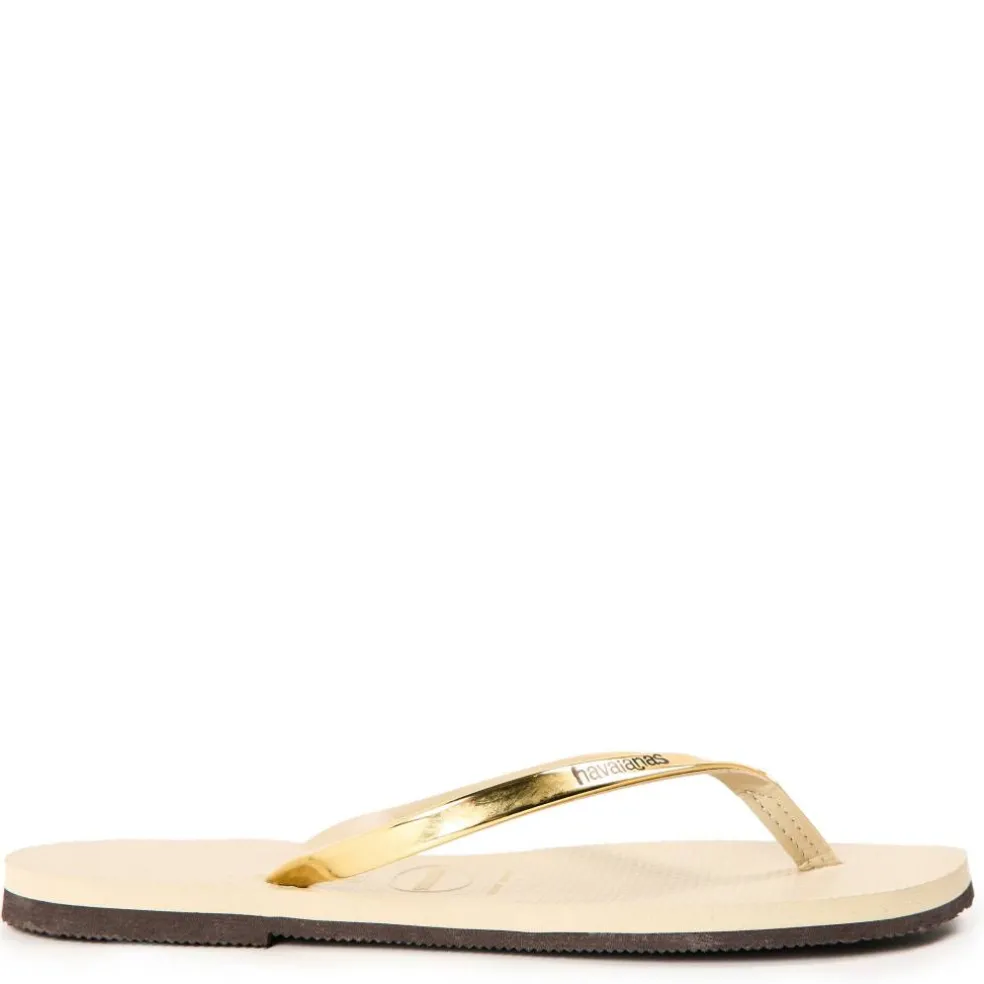 Unisex Kids You Metallic Golden Sand Metal Flip Flops