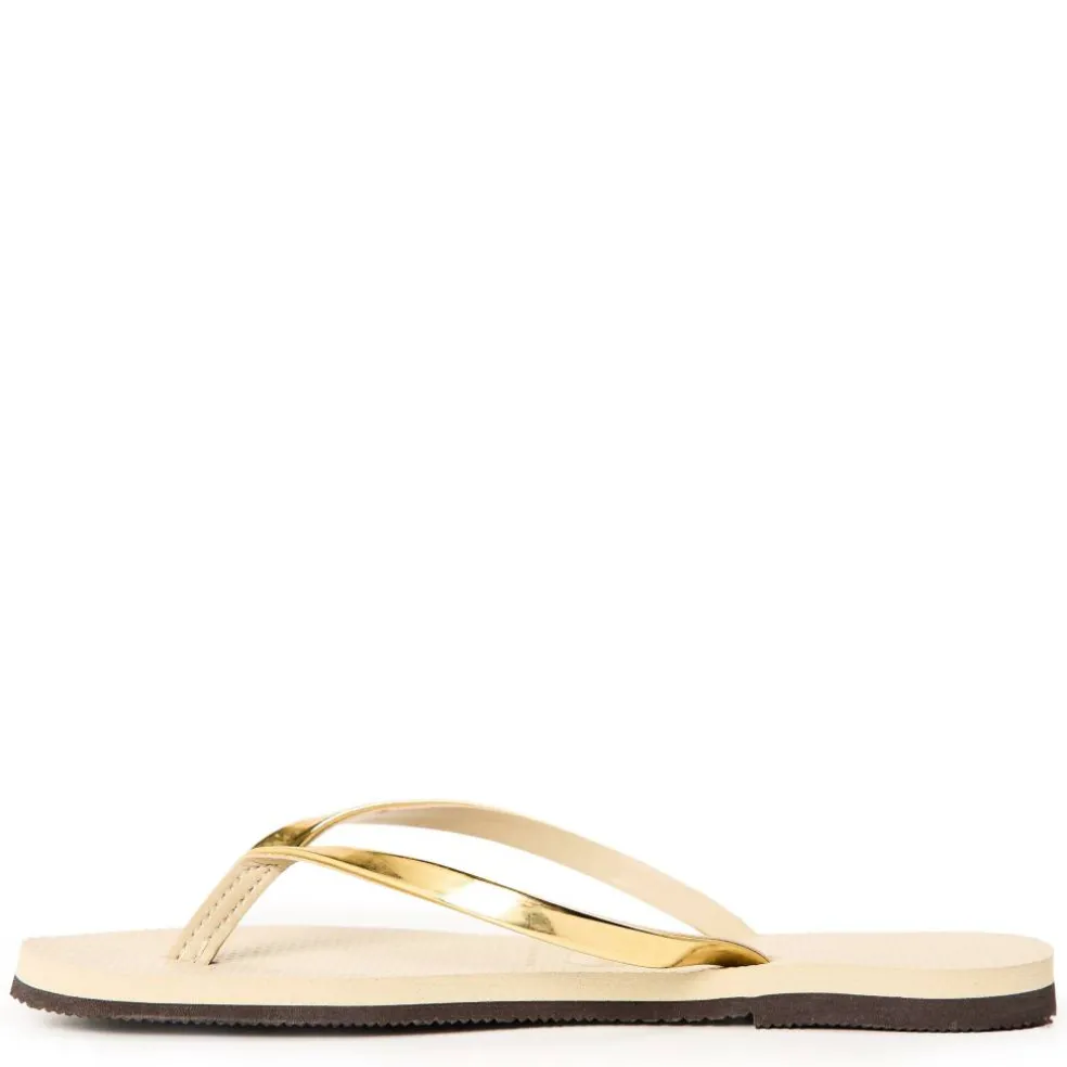 Unisex Kids You Metallic Golden Sand Metal Flip Flops