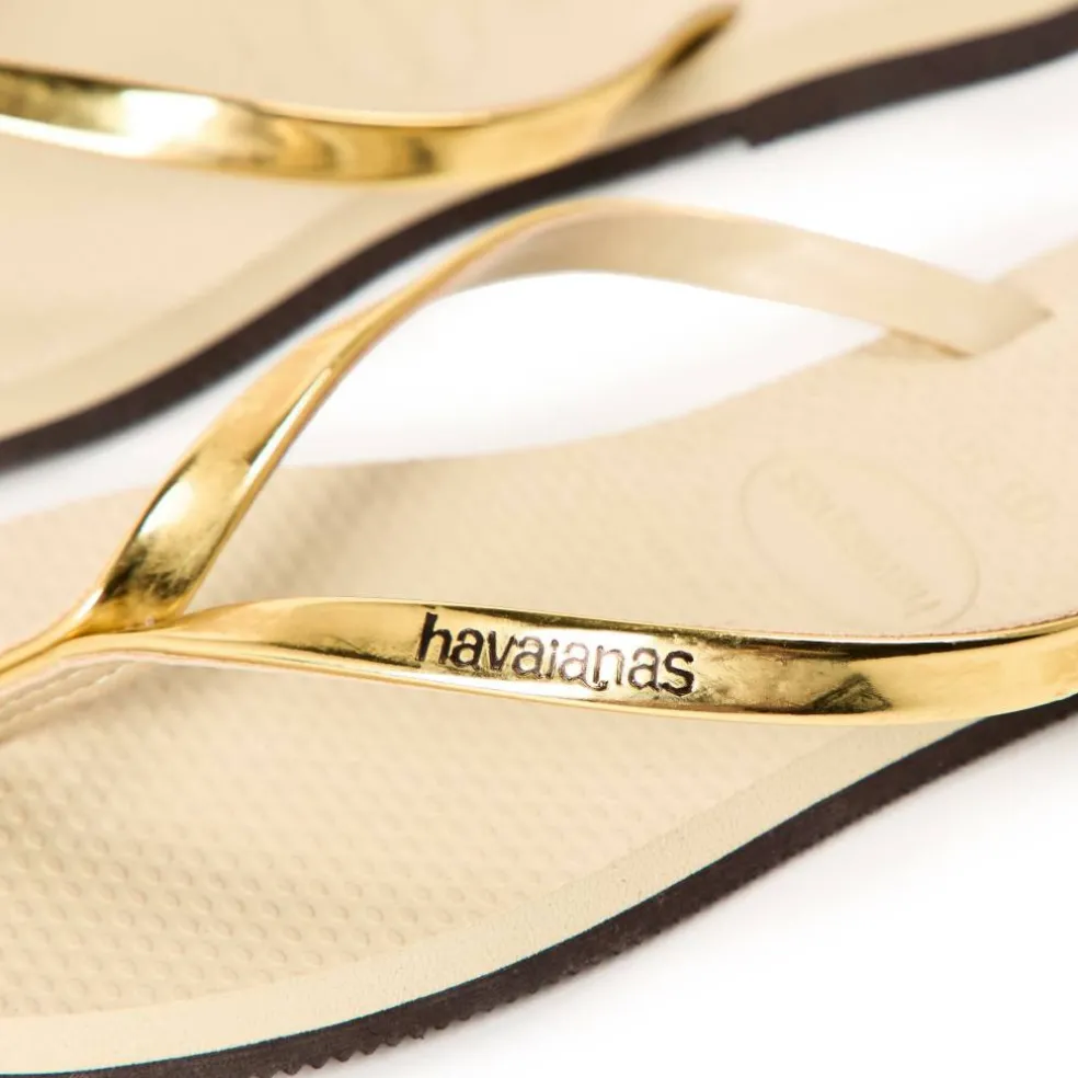 Unisex Kids You Metallic Golden Sand Metal Flip Flops