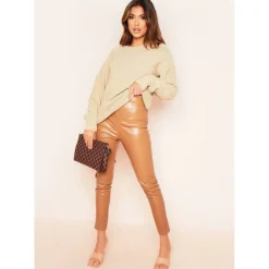 Vegan Leather PU Seamed Trousers