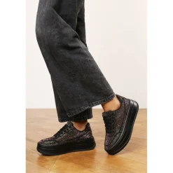 Wedge Lace Up Trainer with Diamante Detail