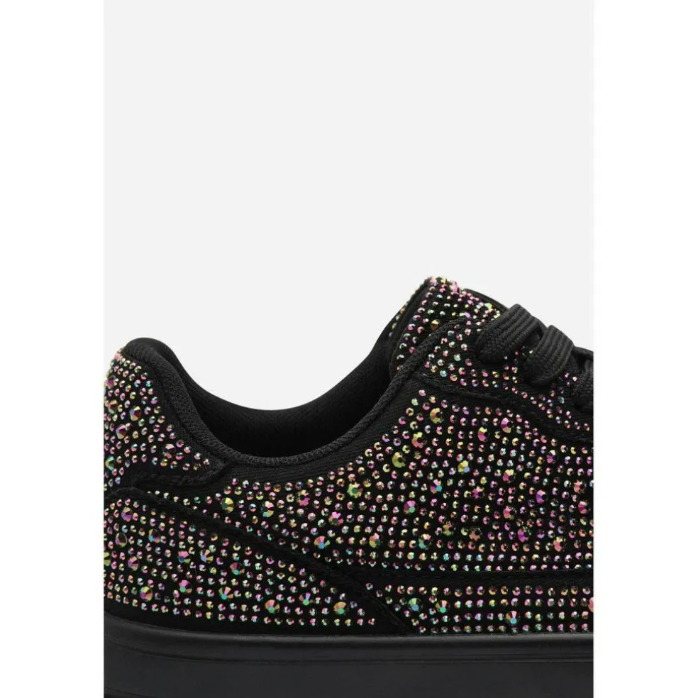 Wedge Lace Up Trainer with Diamante Detail