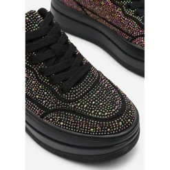 Wedge Lace Up Trainer with Diamante Detail