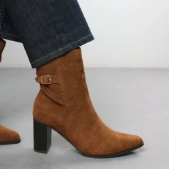 Wheres Block Heel Boot with Buckle Detail