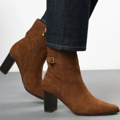 Wheres Block Heel Boot with Buckle Detail